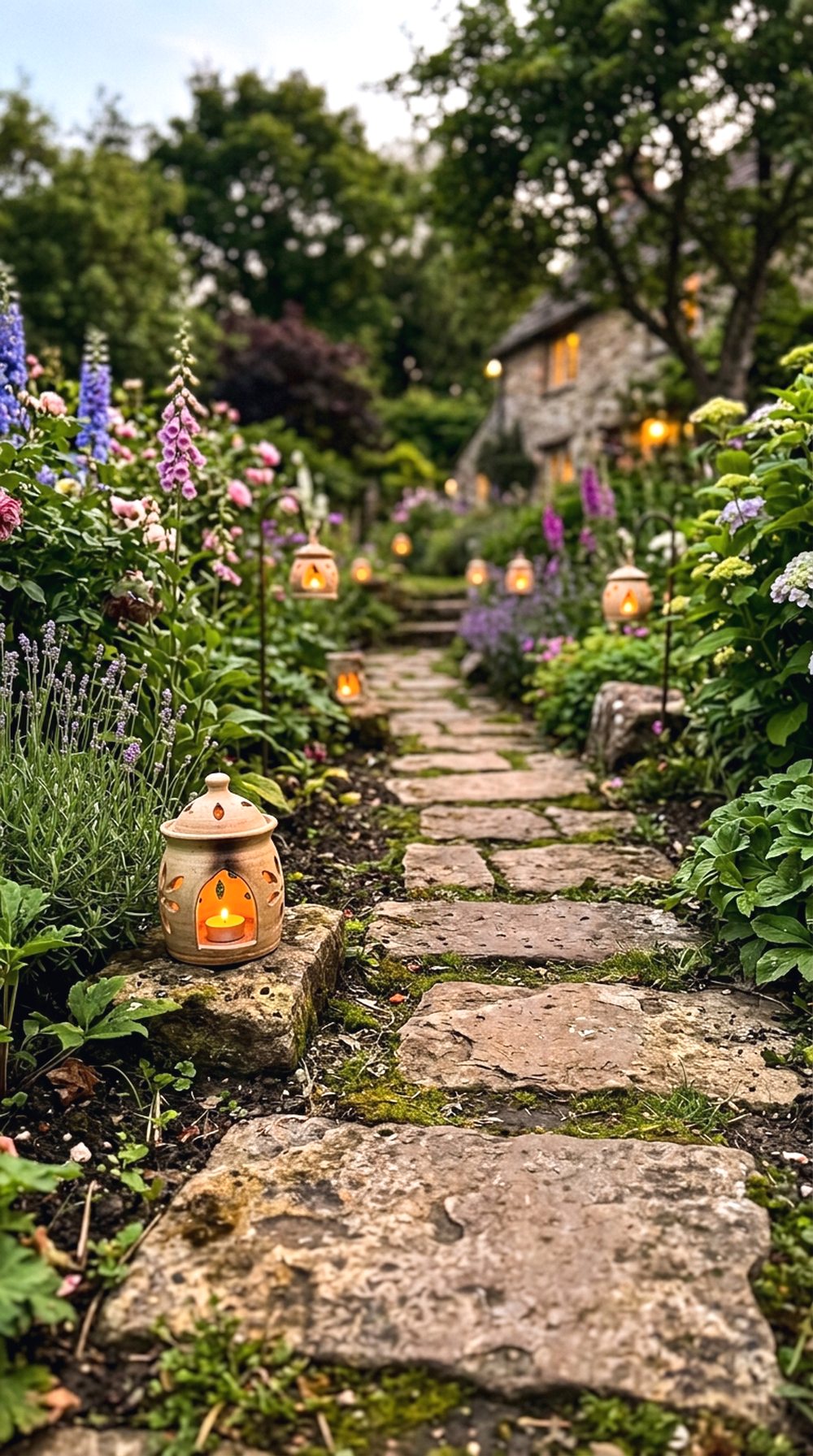 Stone Path With Lanterns