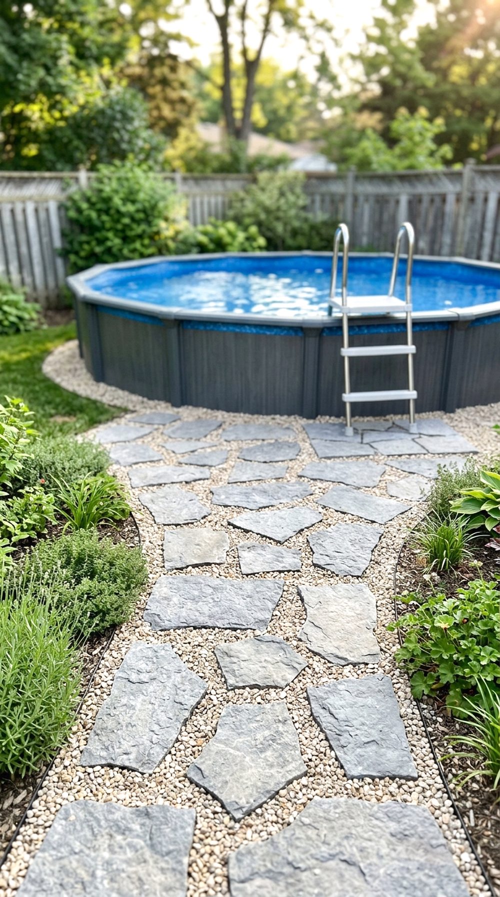 Stone Paver Pool Path