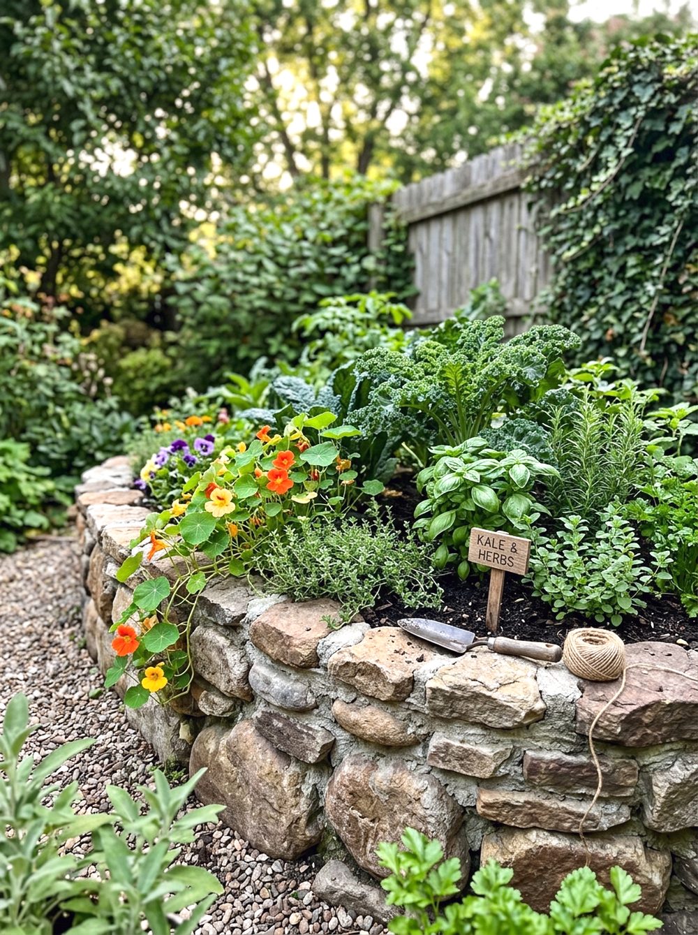 Stone Raised Garden Bed