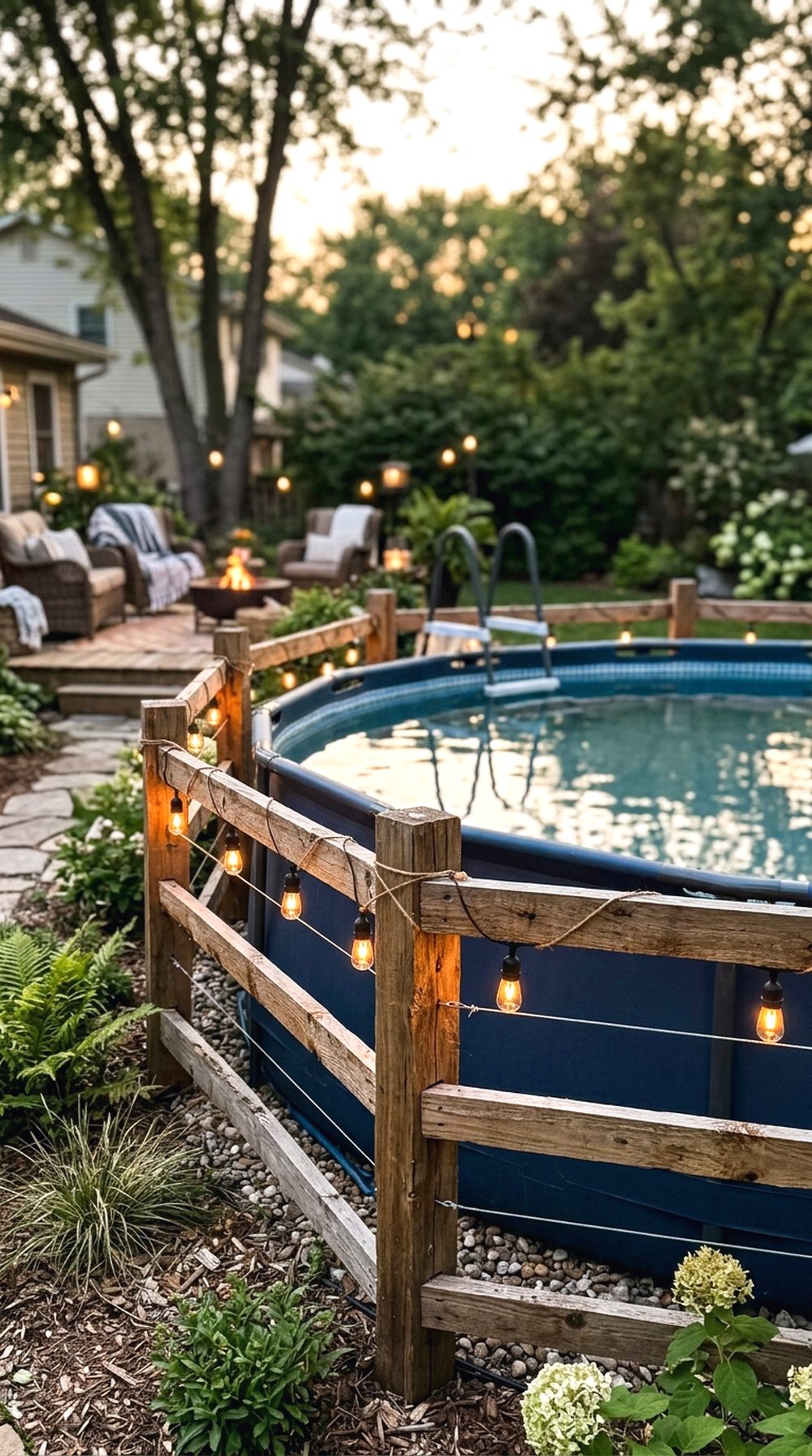 String Light Pool Fence