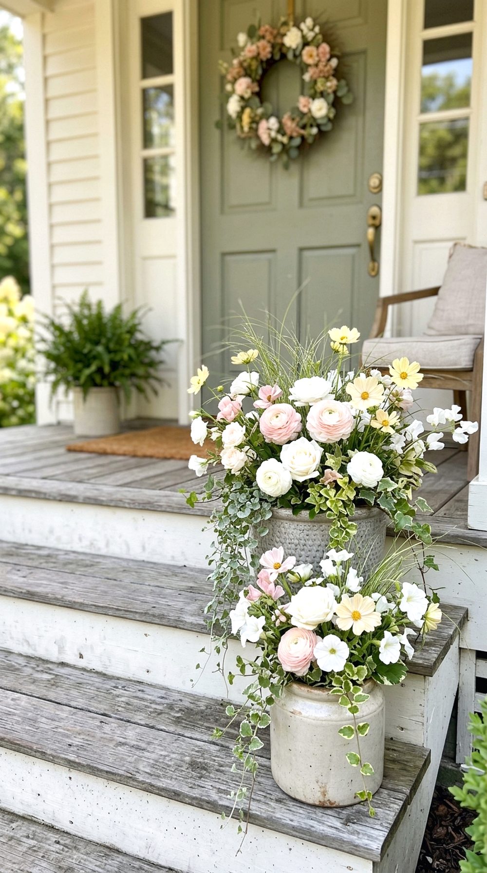 Summer Porch Step Flower Pots