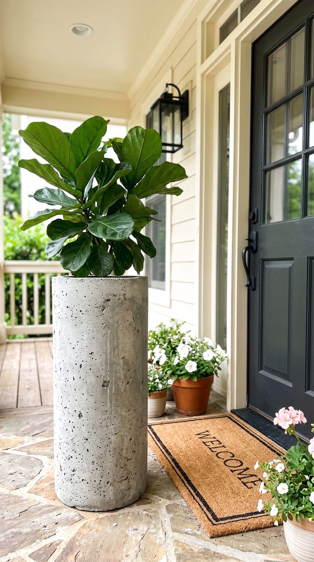 Tall Cement Porch Planter