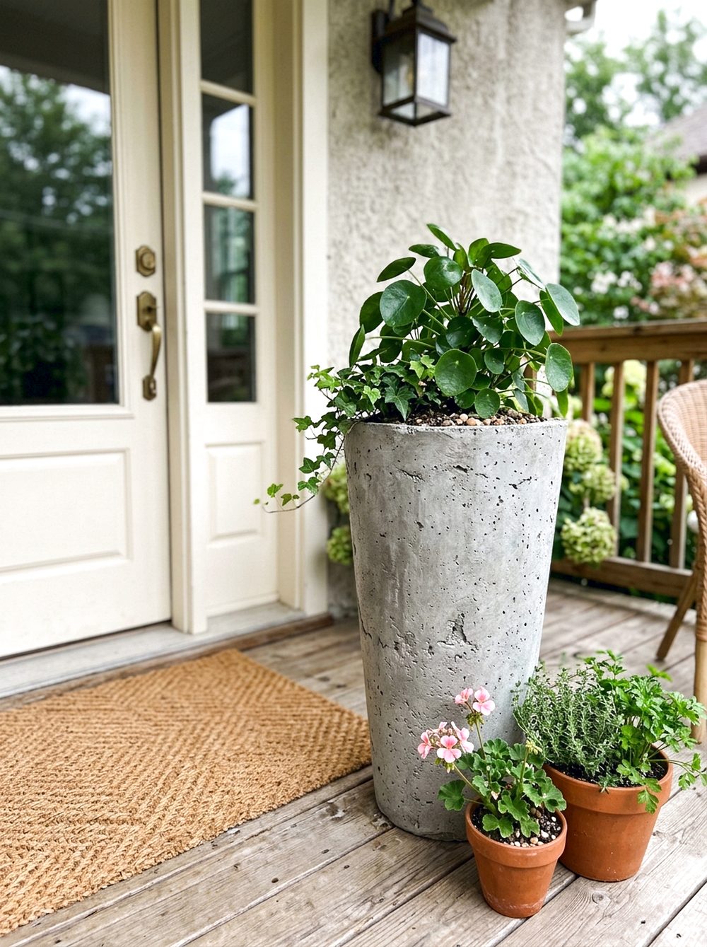 Tall Concrete Porch Planter