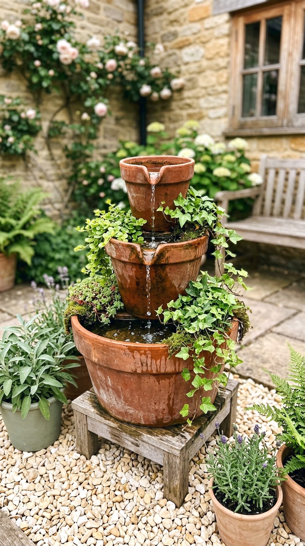 Tiered Clay Pot Fountain