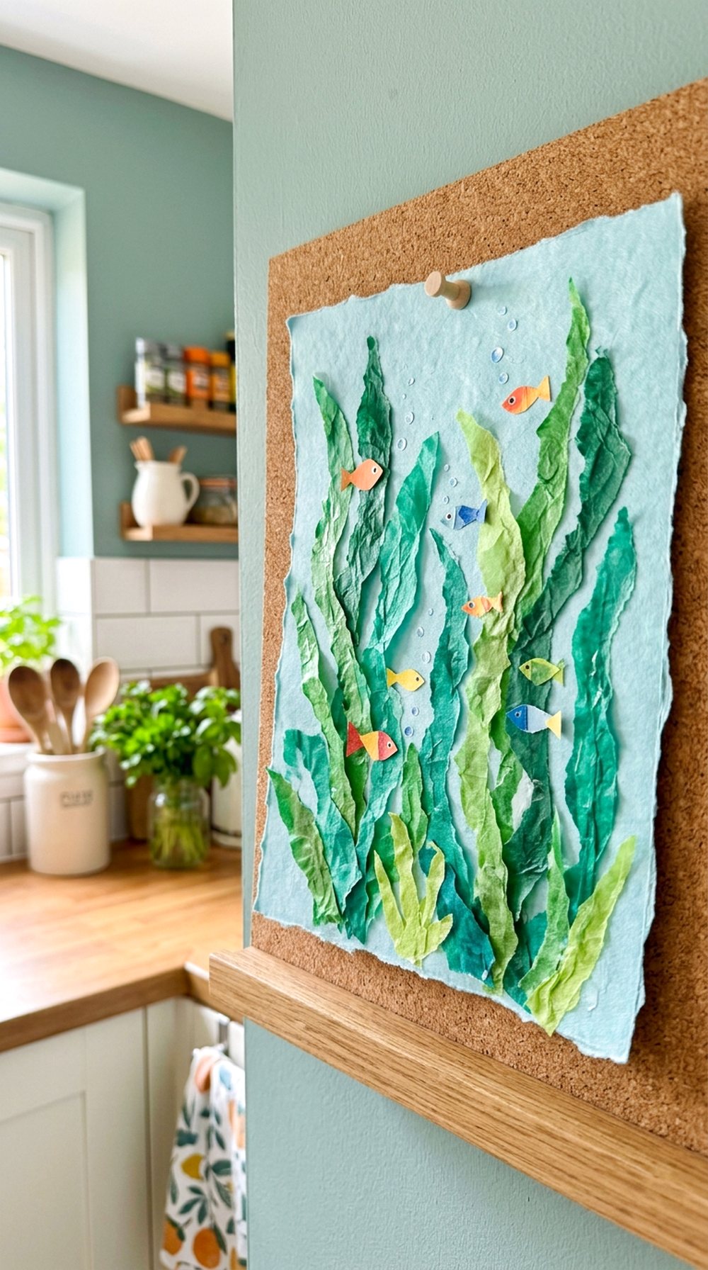 Tissue Paper Seaweed Collage