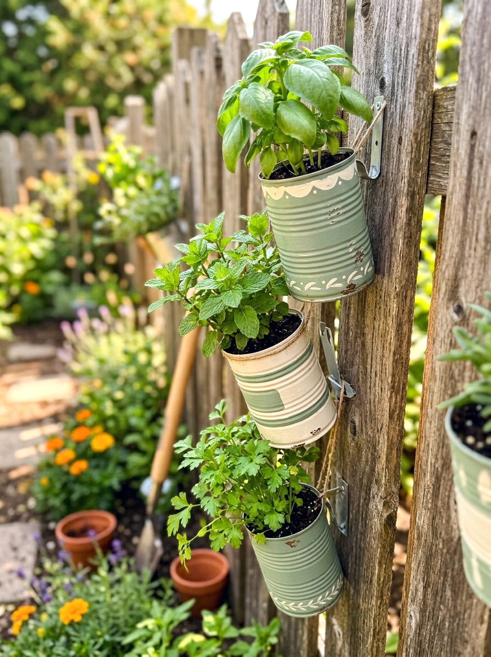 Upcycled Tin Can Herb Wall