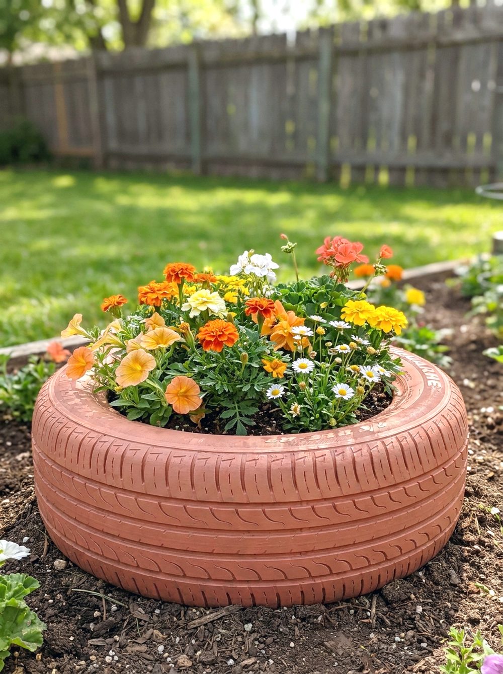 Upcycled Tire Flower Bed