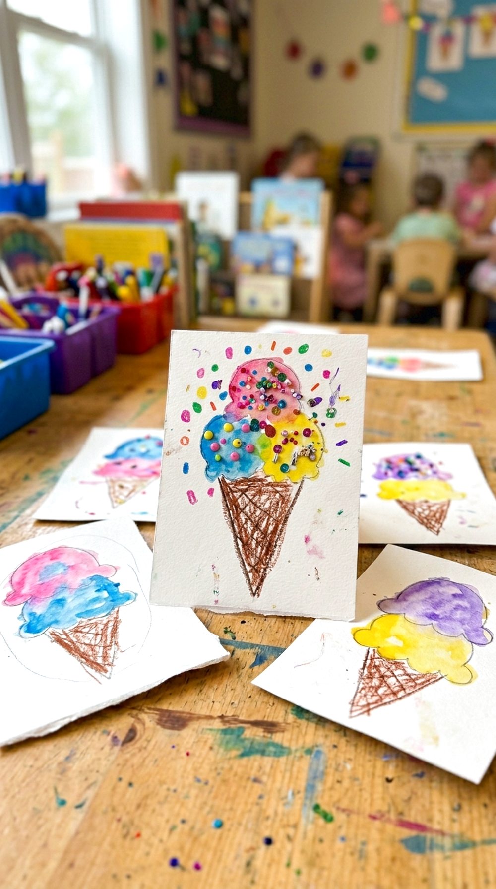 Watercolor Ice Cream Cones