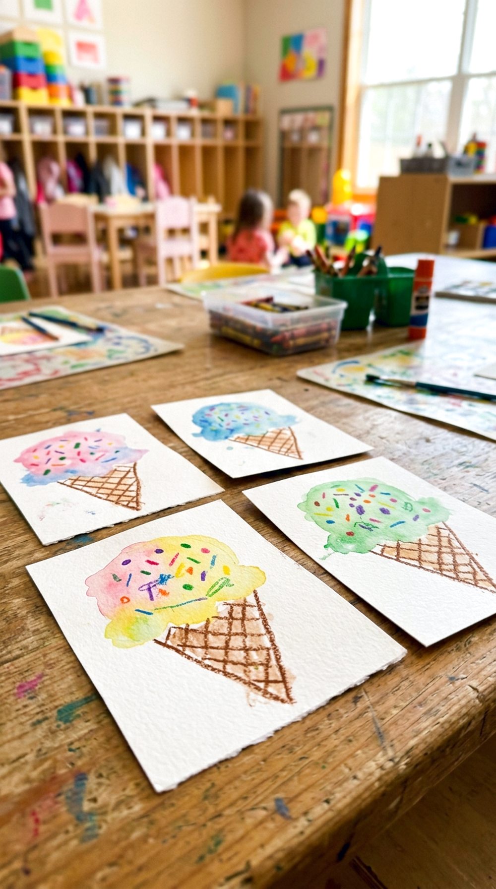 Watercolor Ice Cream Cones