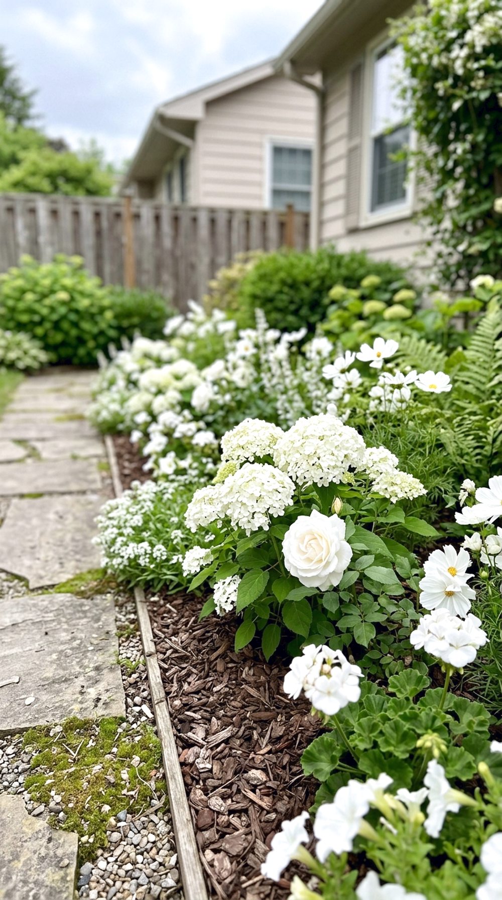 White Flower Garden Bed