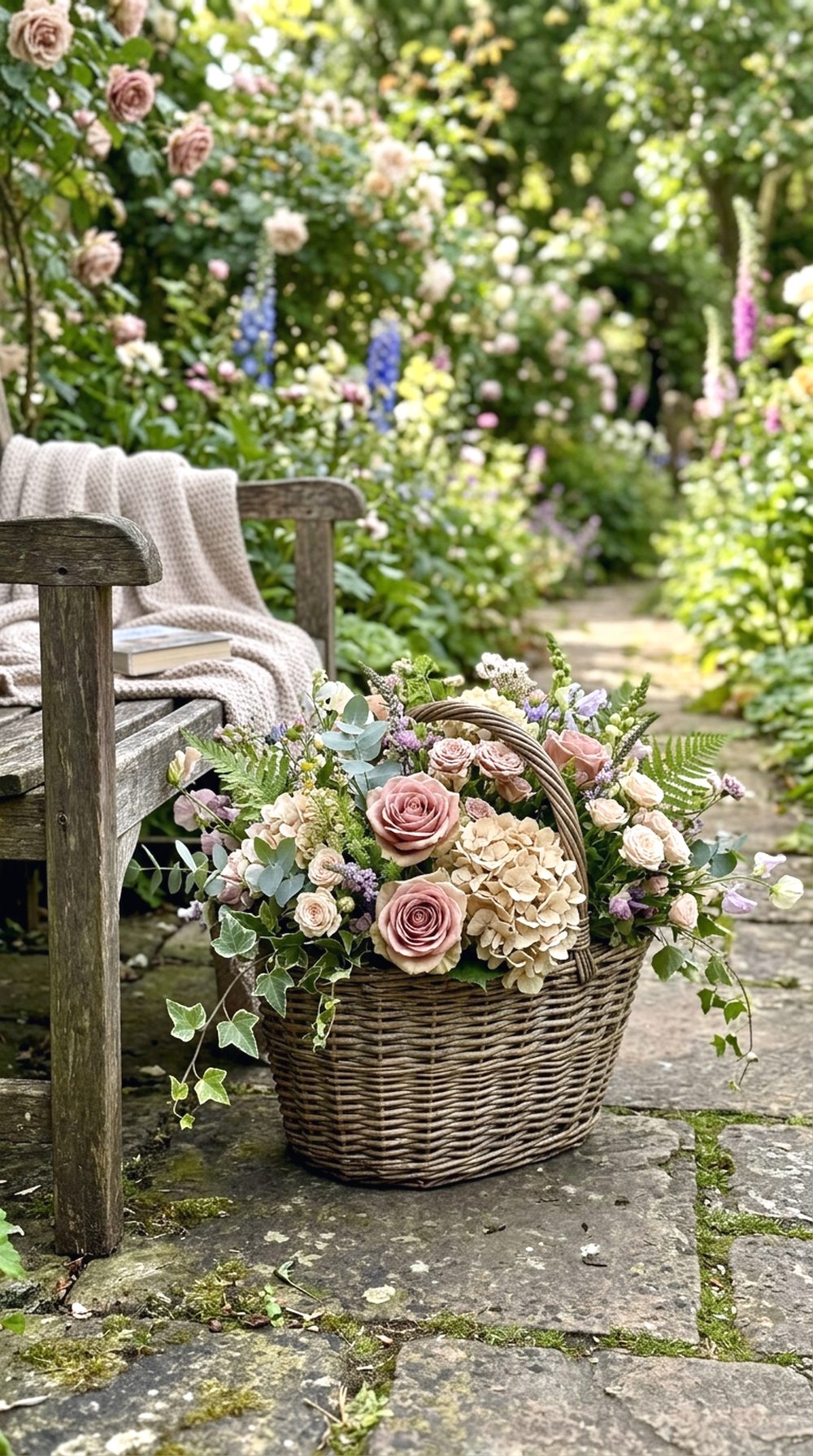 Wicker Basket Flower Display