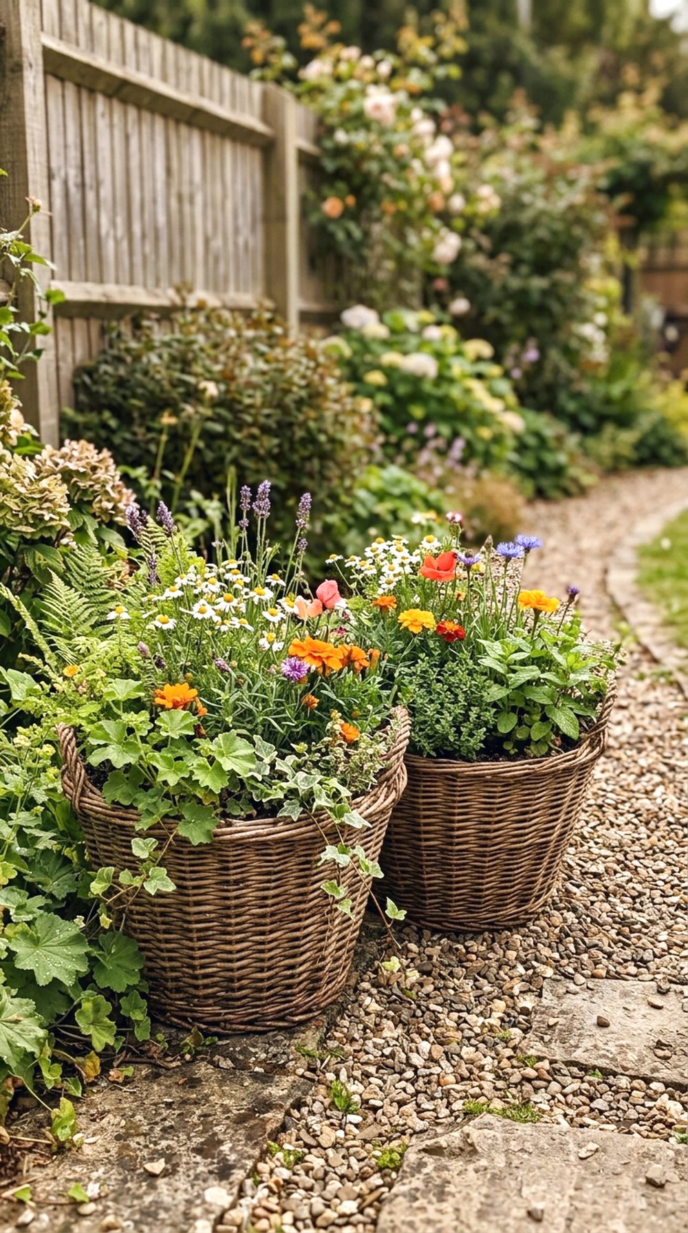 Wicker Basket Planters
