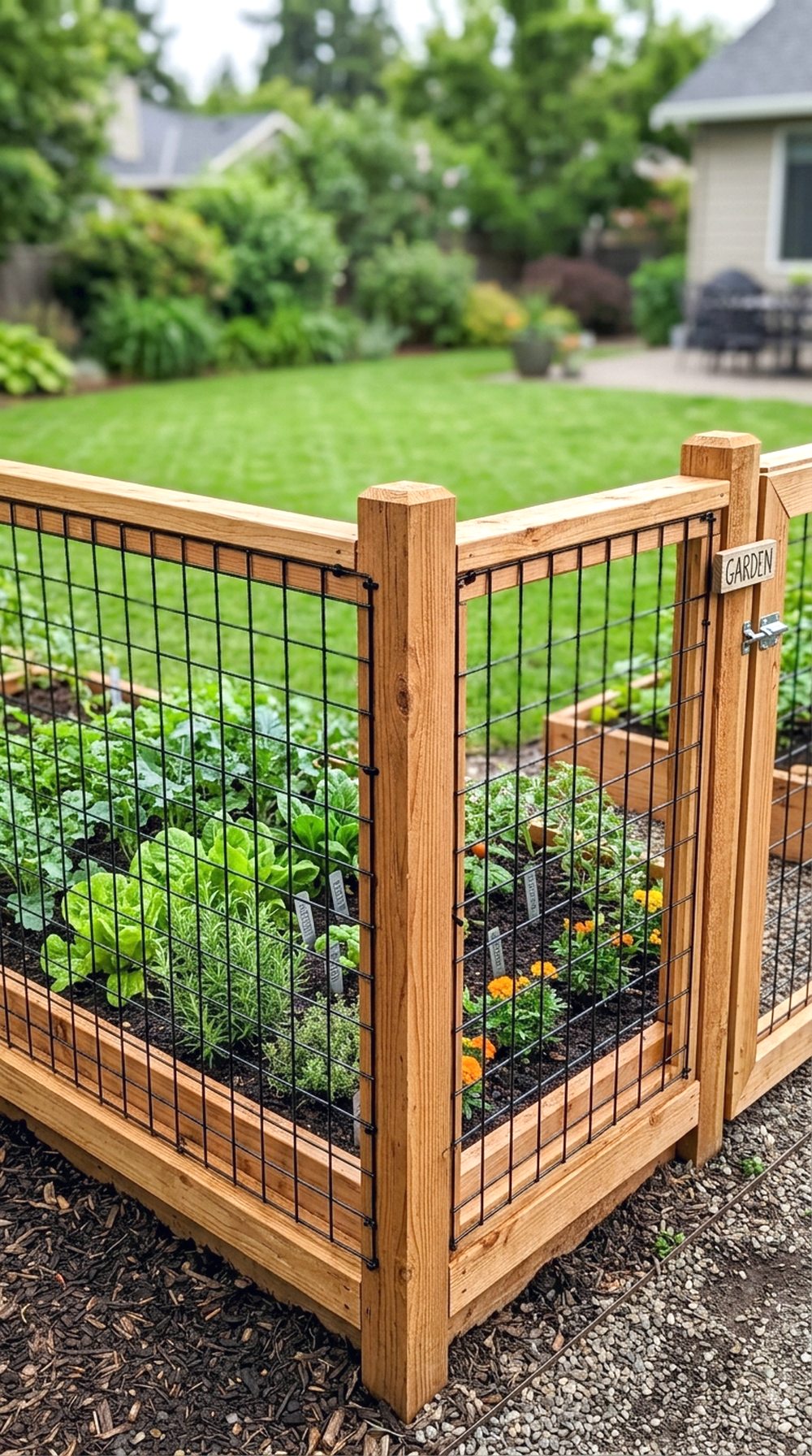 Wire and Wood Garden Fence