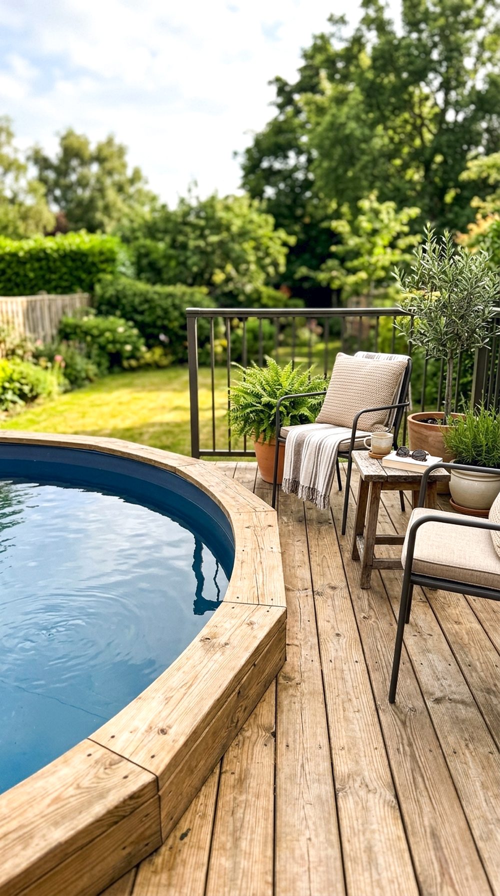 Wood Deck Pool Border
