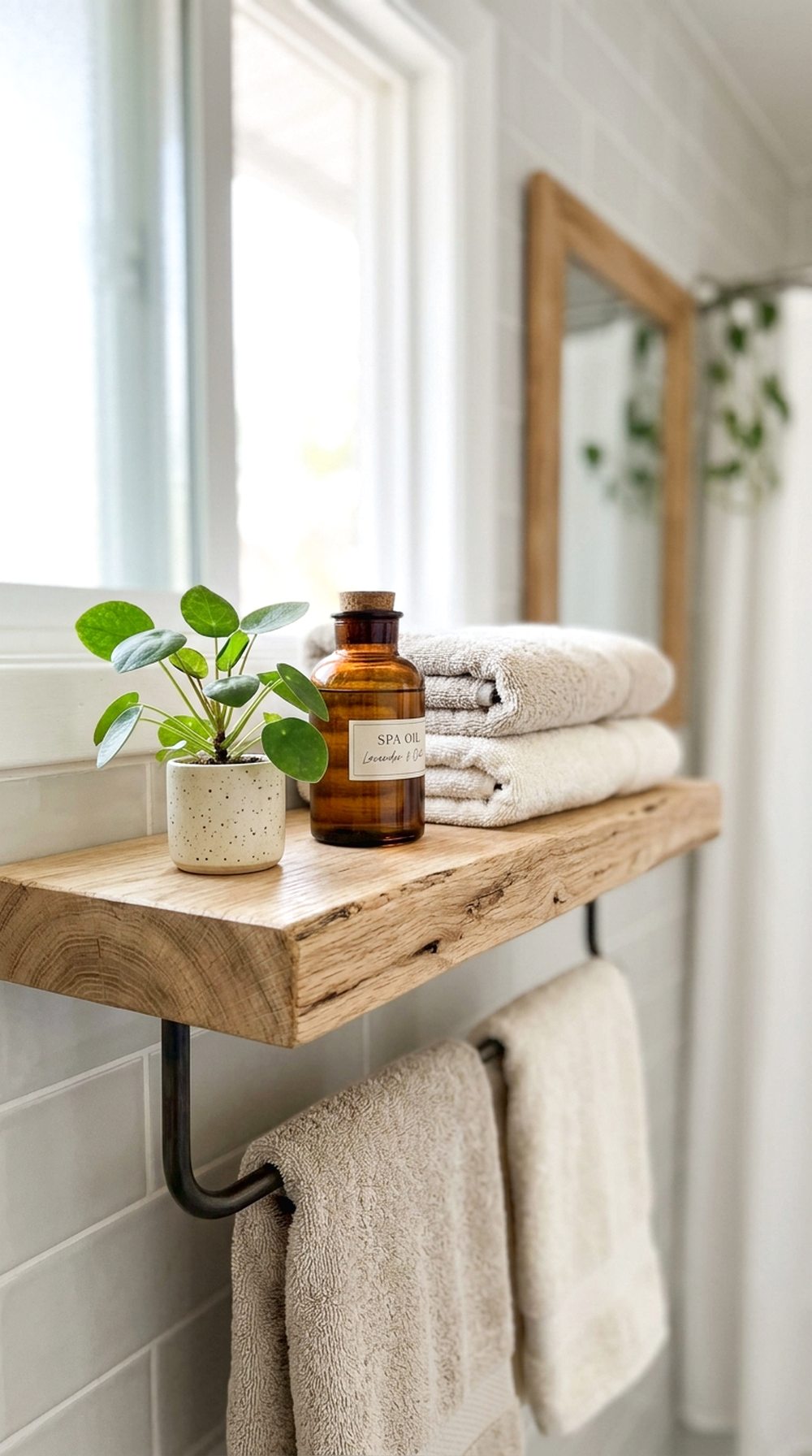 Wooden Bathroom Shelf