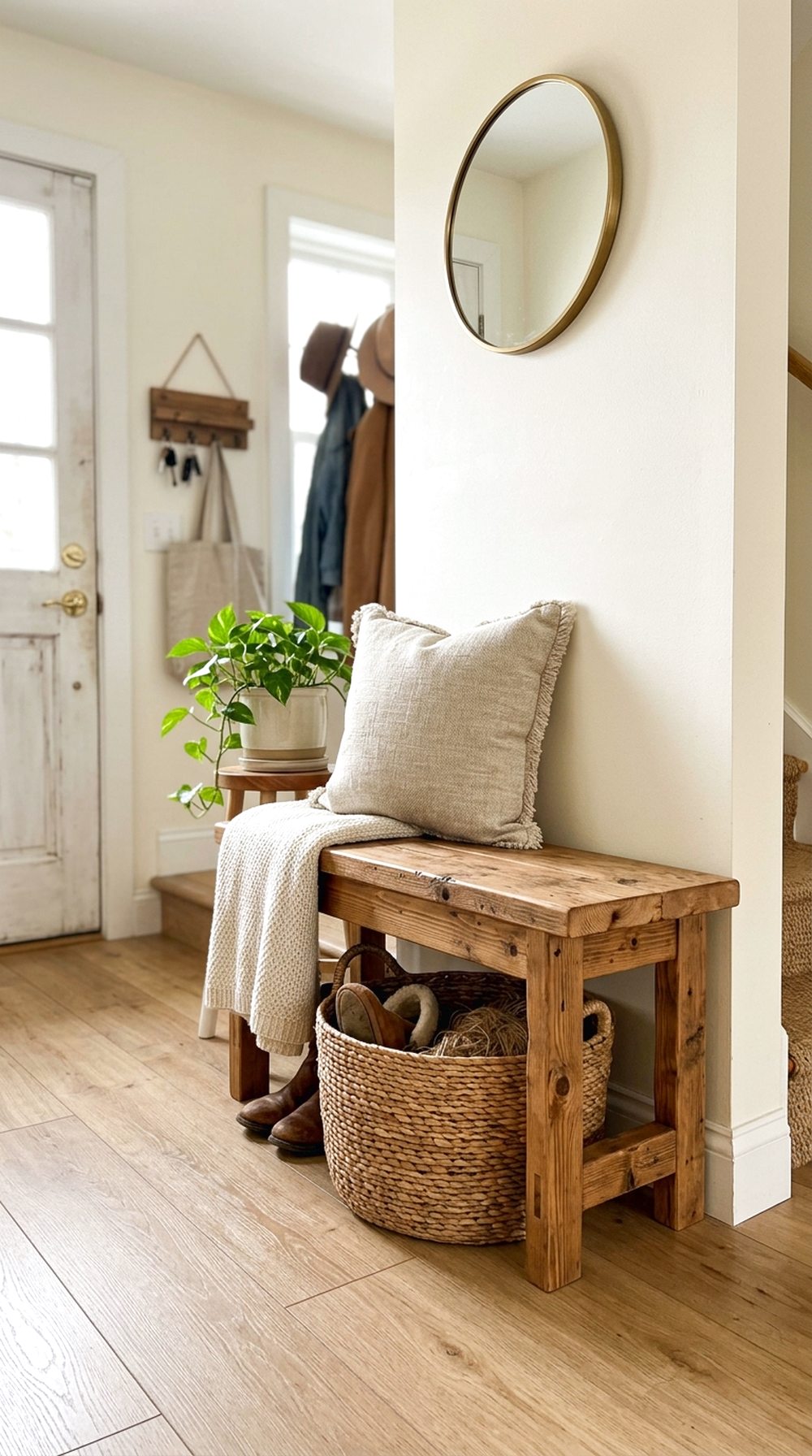 Wooden Bench Entryway