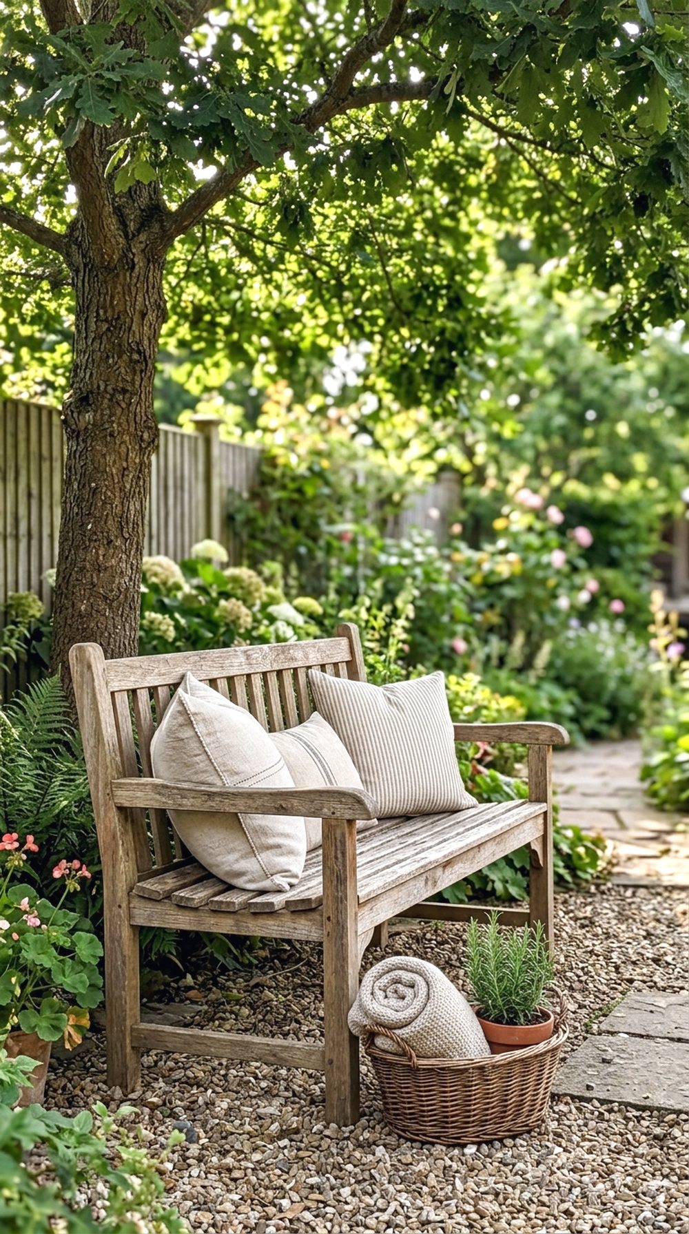 Wooden Bench Under a Tree
