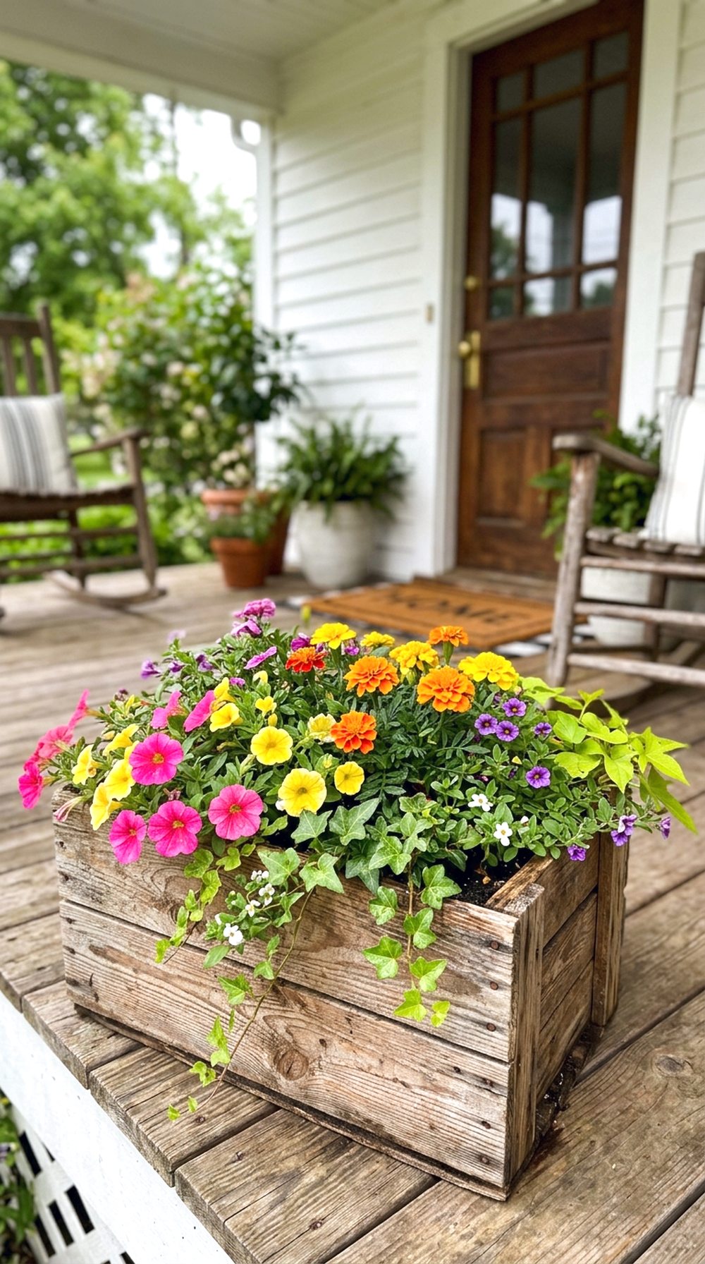 Wooden Crate Flower Garden