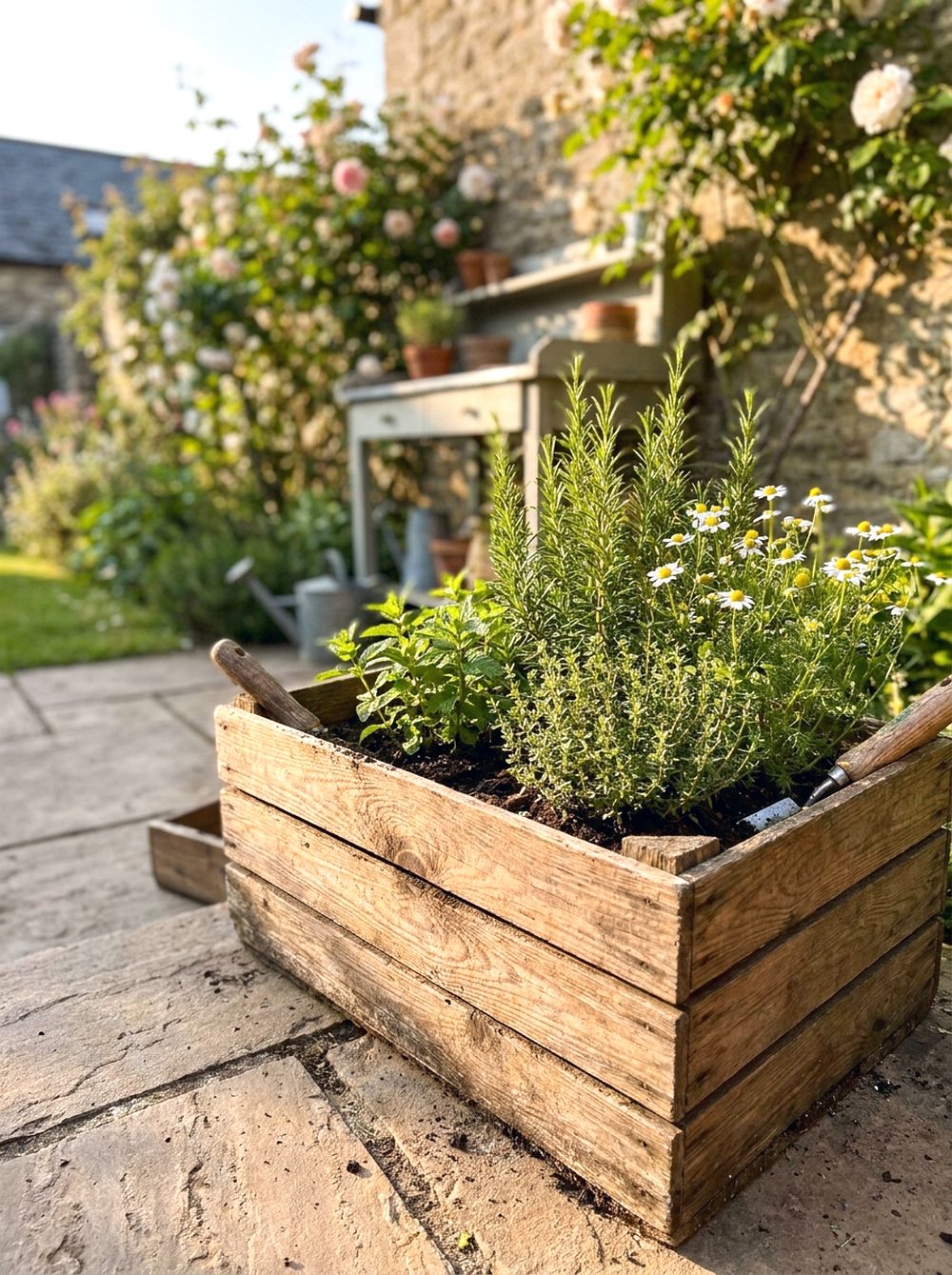 Wooden Crate Herb Garden