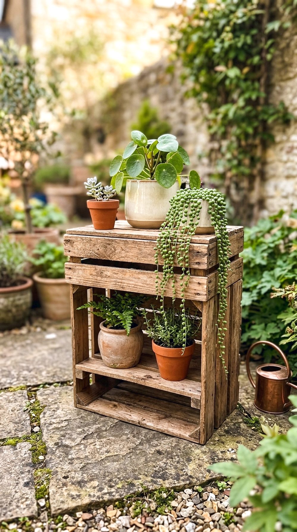 Wooden Crate Plant Stand