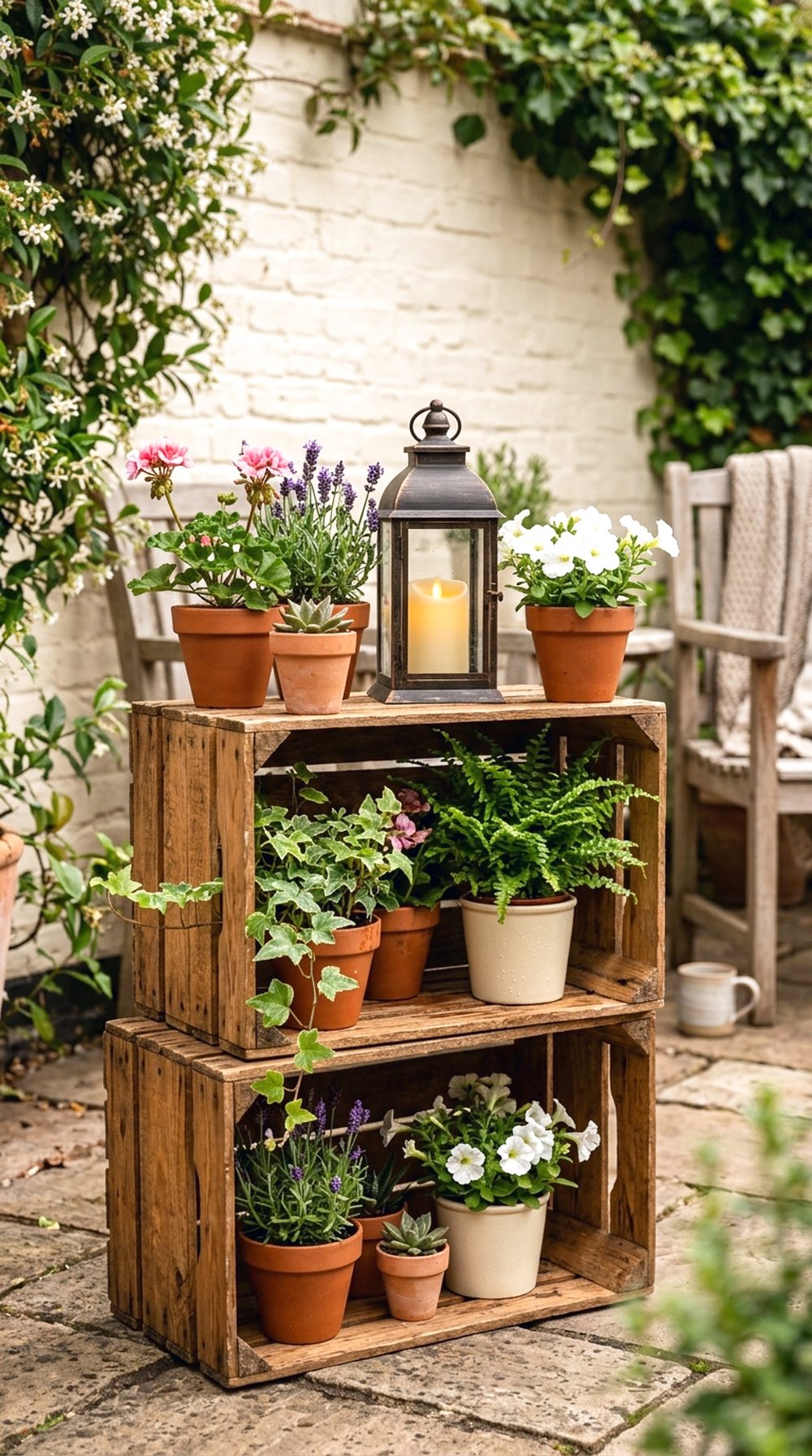 Wooden Crate Plant Stand