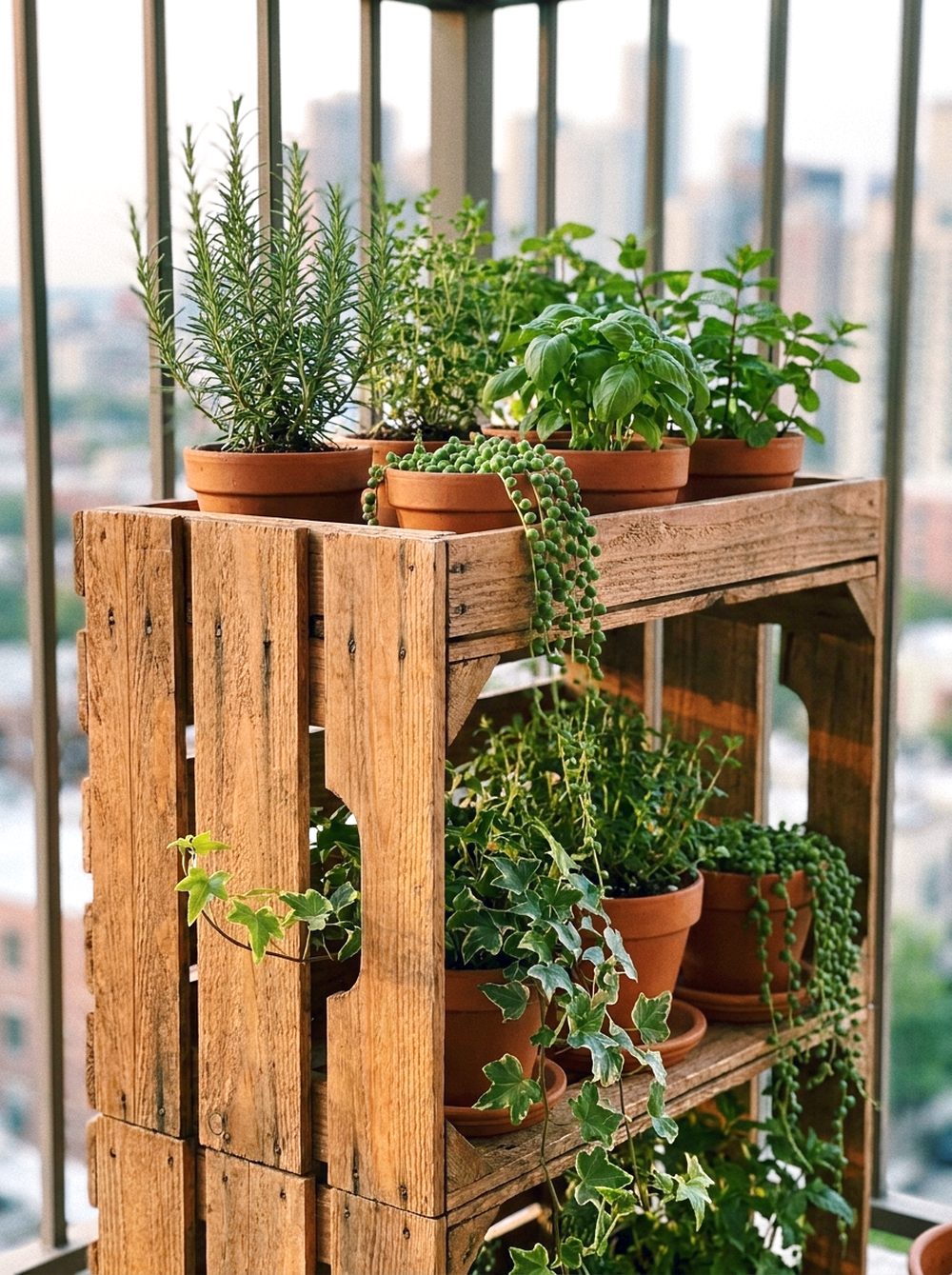 Wooden Crate Plant Stand
