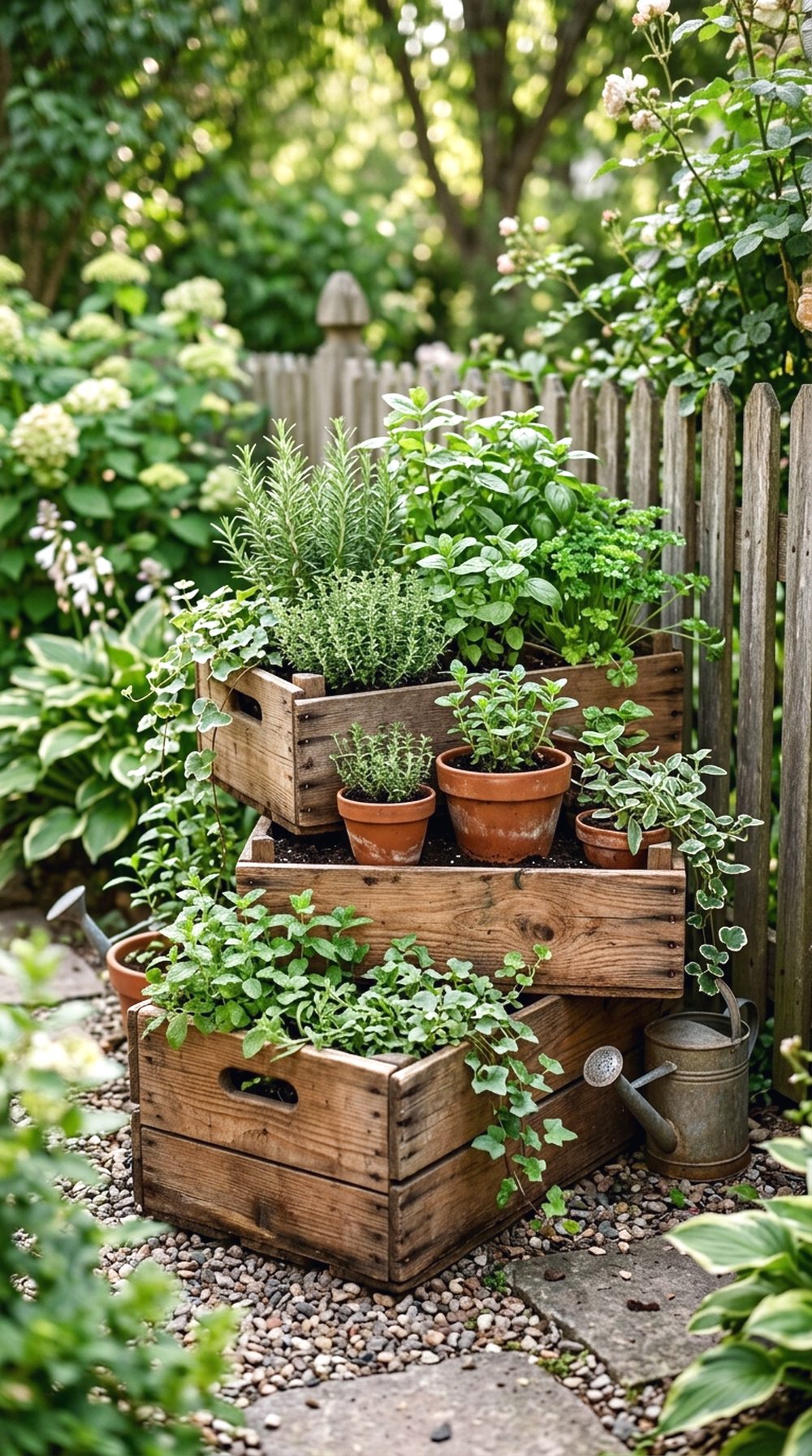 Wooden Crate Planter Corner
