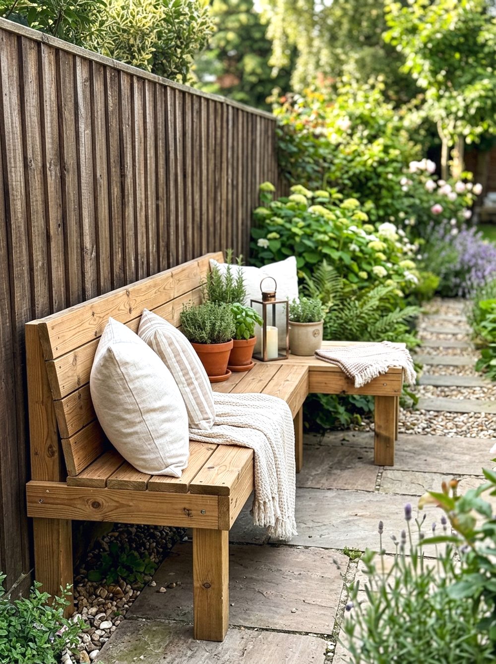 Wooden Fence Built In Bench