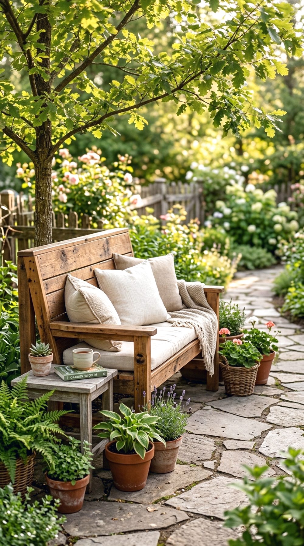 Wooden Garden Bench Nook