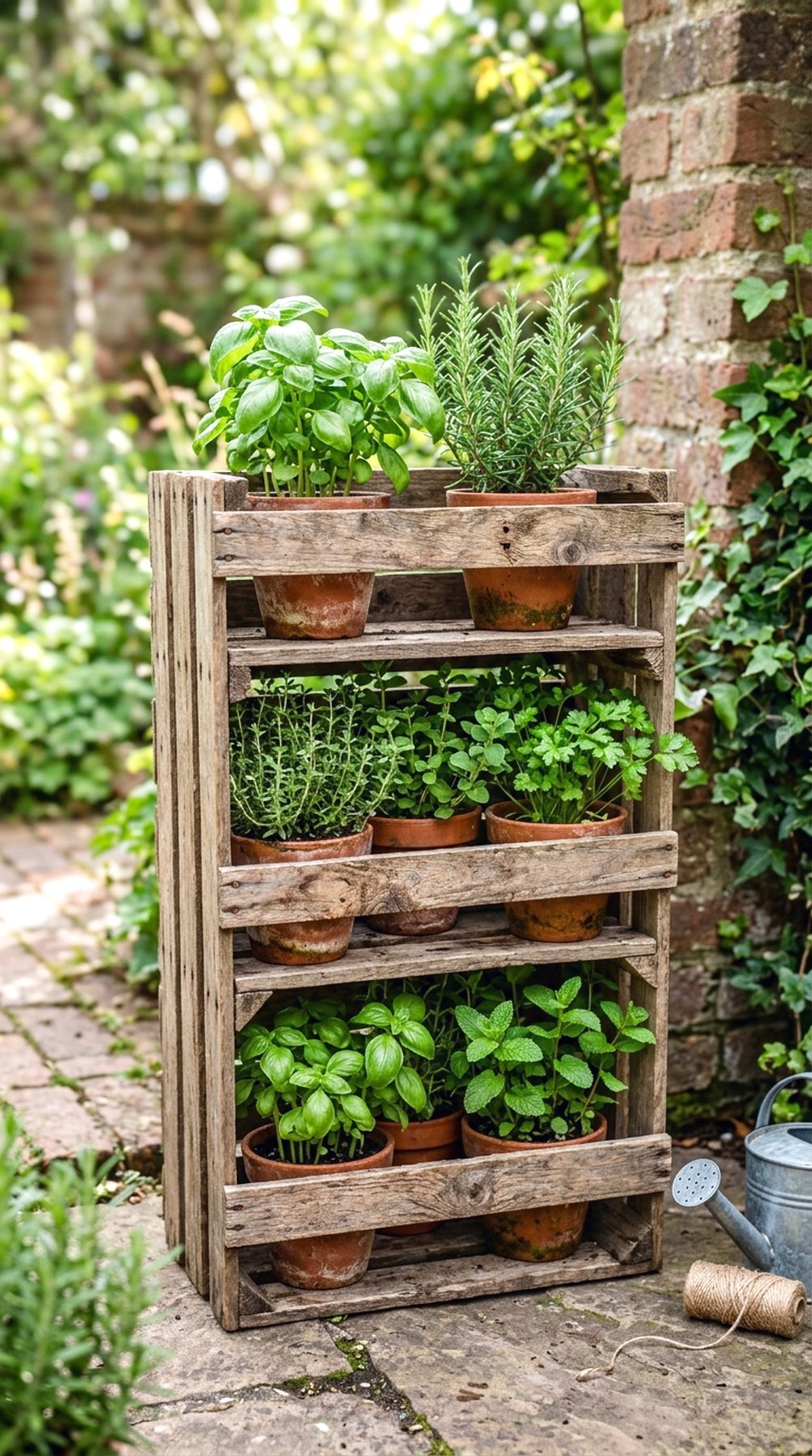 Wooden Herb Crate Shelf