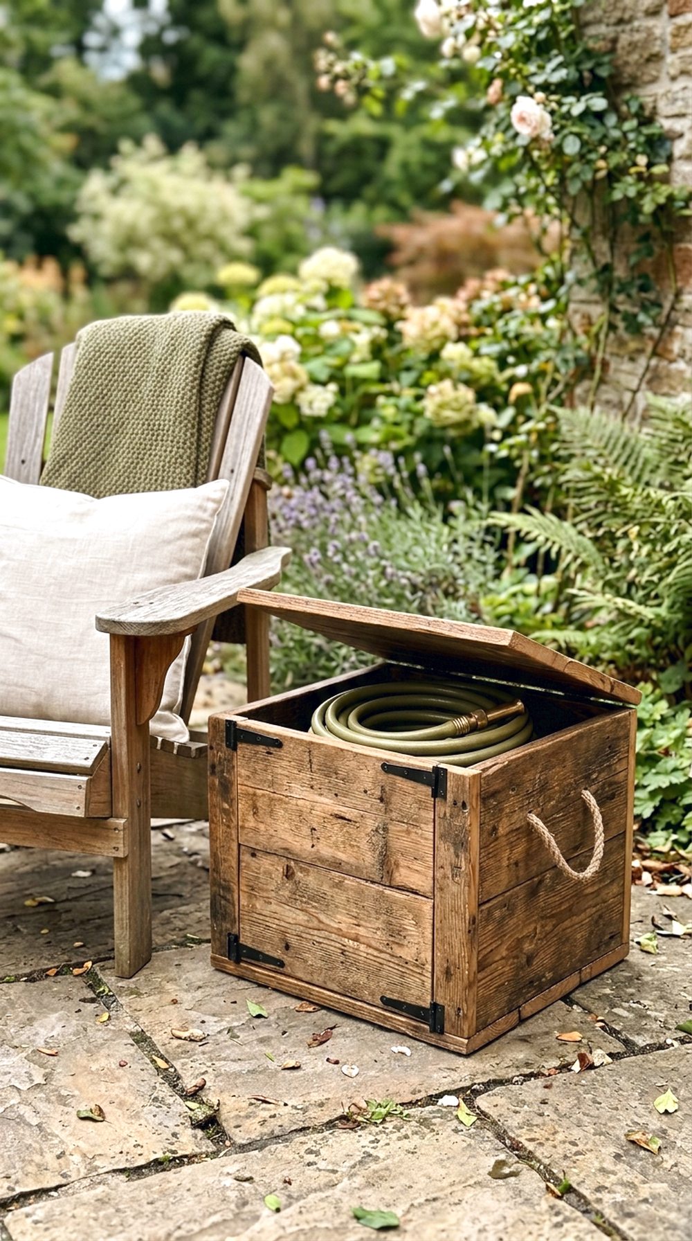 Wooden Hose Storage Box
