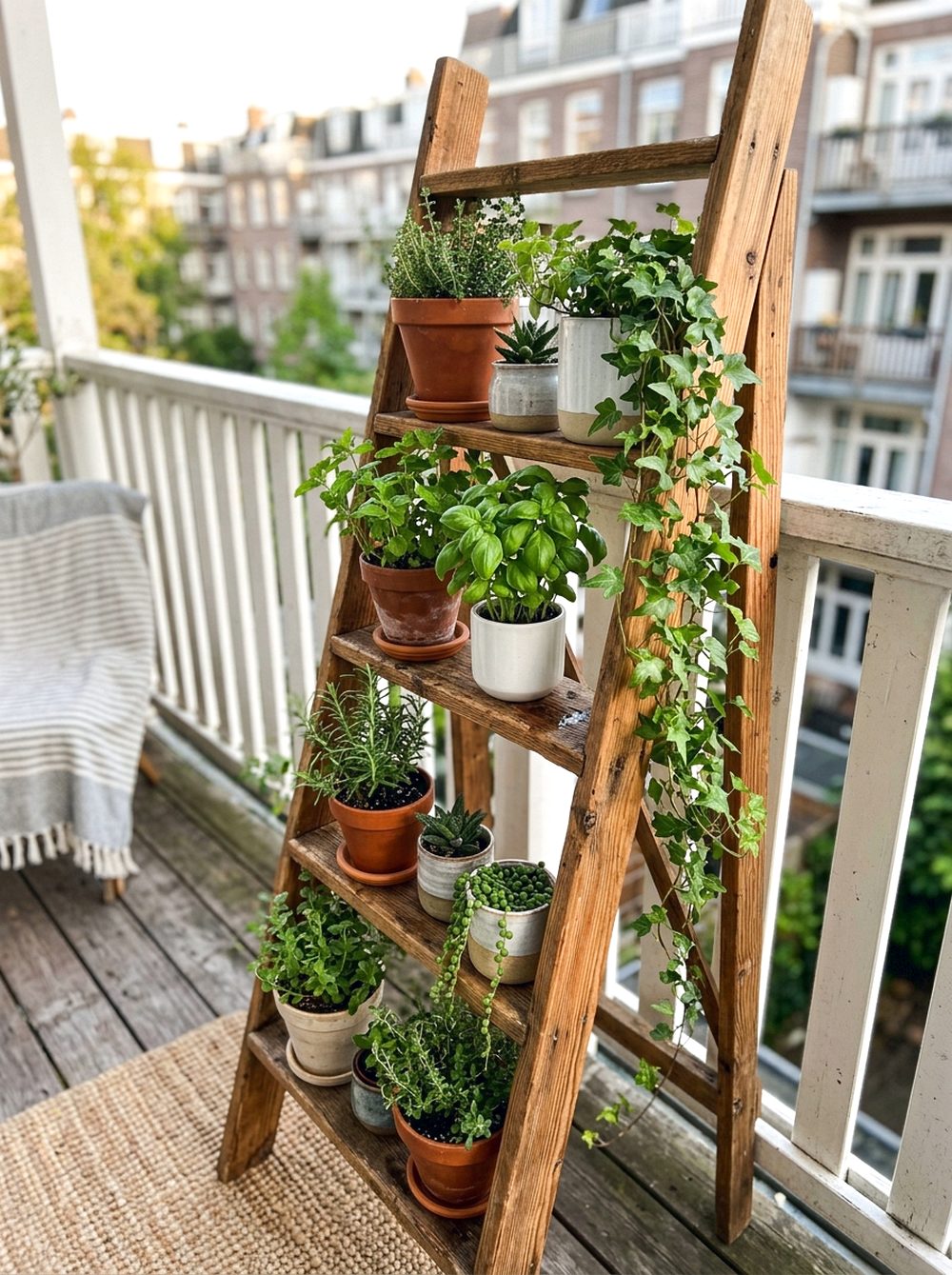 Wooden Ladder Plant Stand