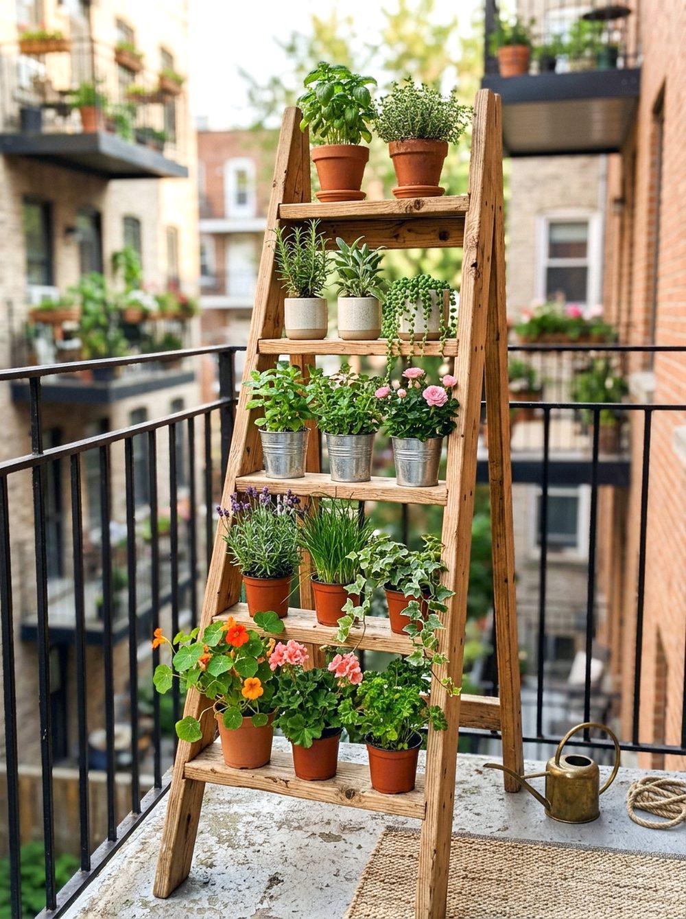 Wooden Ladder Plant Stand
