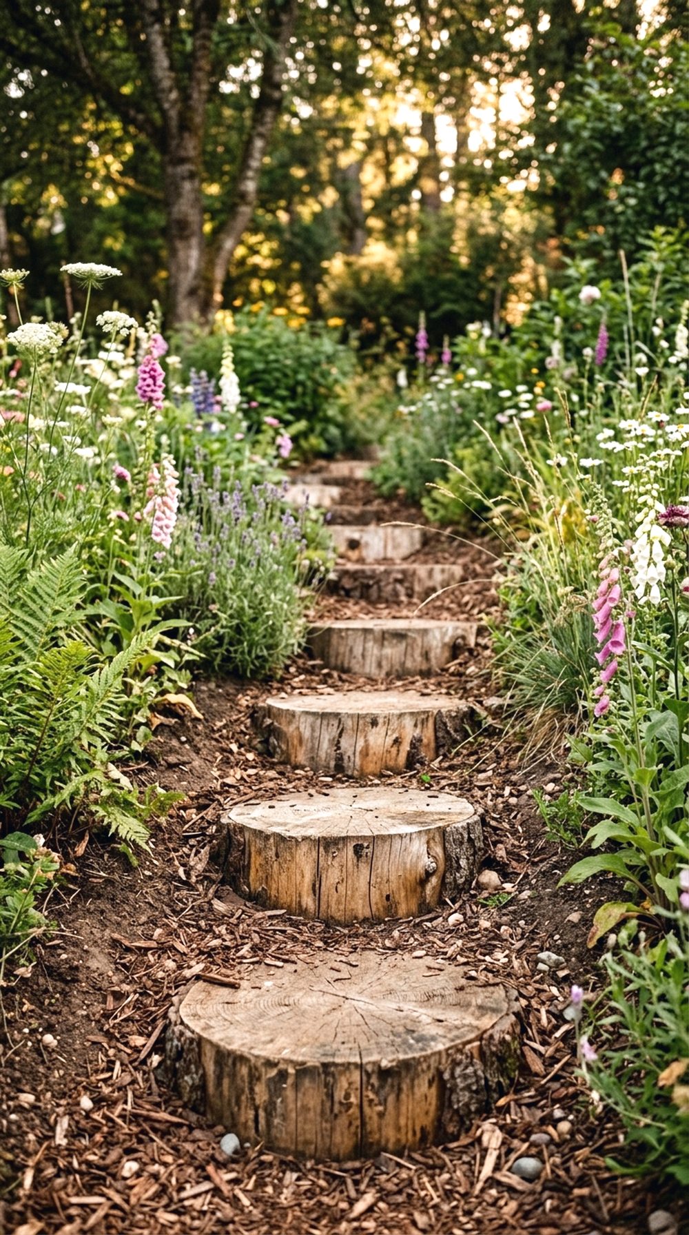 Wooden Log Garden Steps