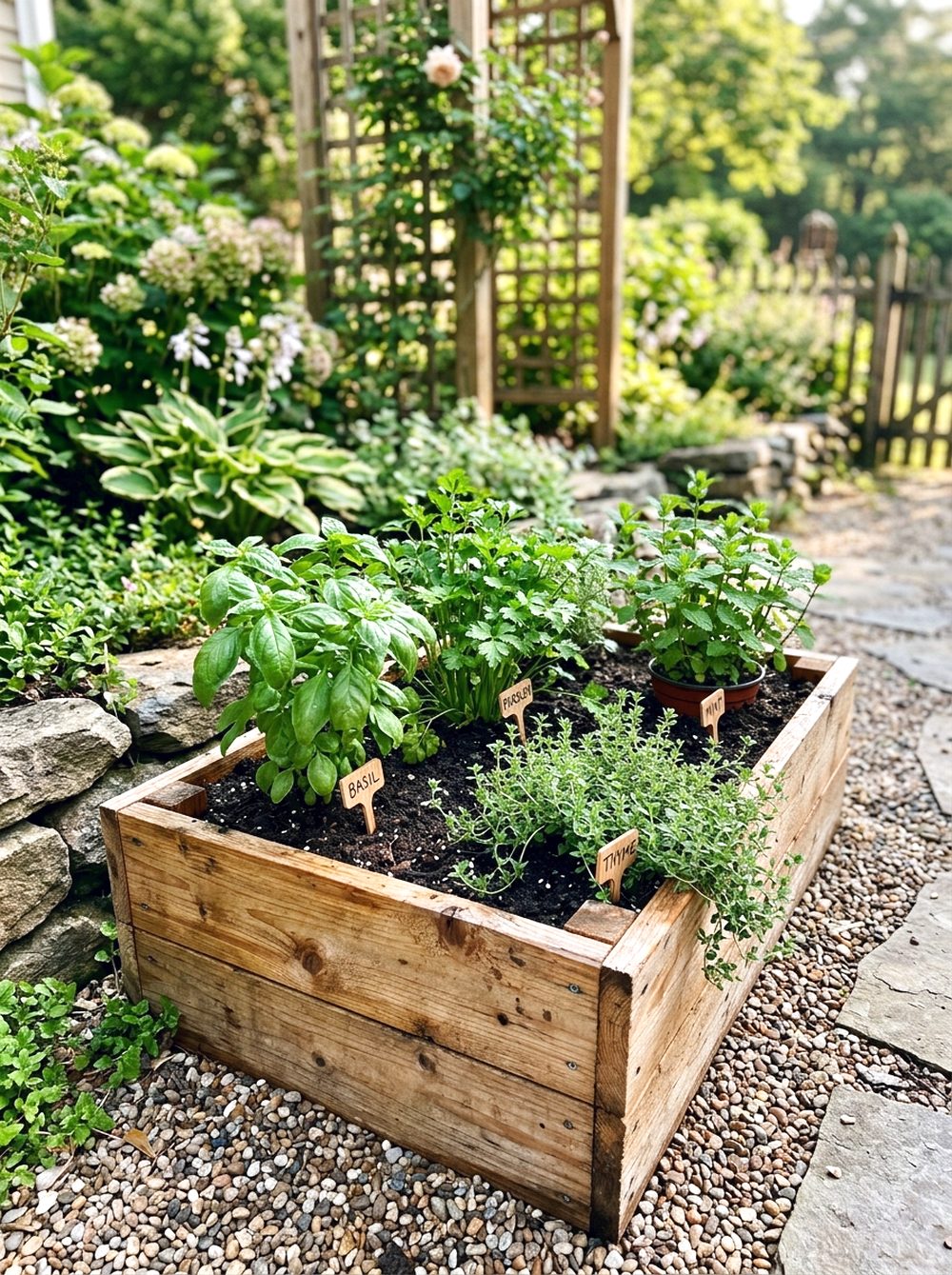 Wooden Raised Herb Bed