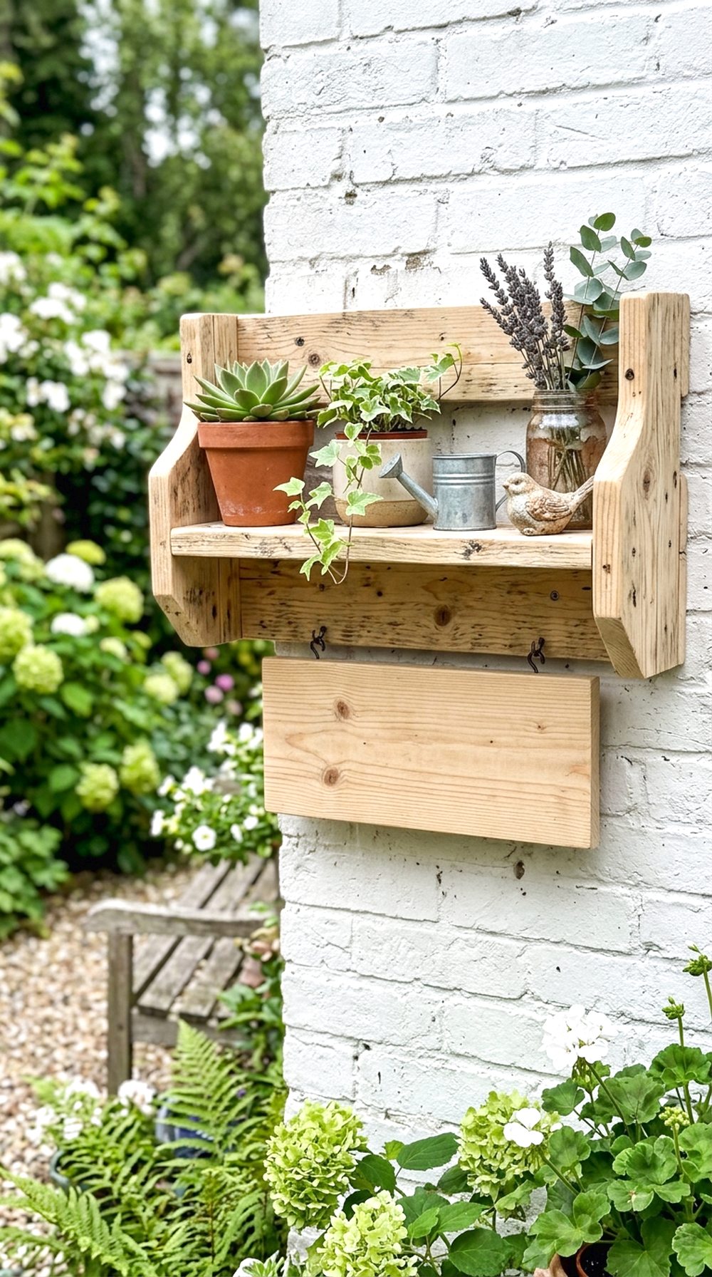 Wooden Sign and Plant Shelf