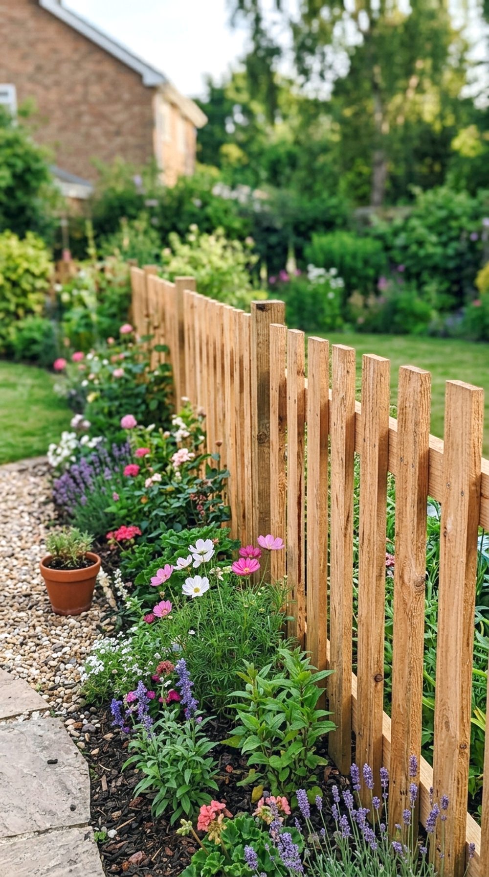 Wooden Slat Garden Fence
