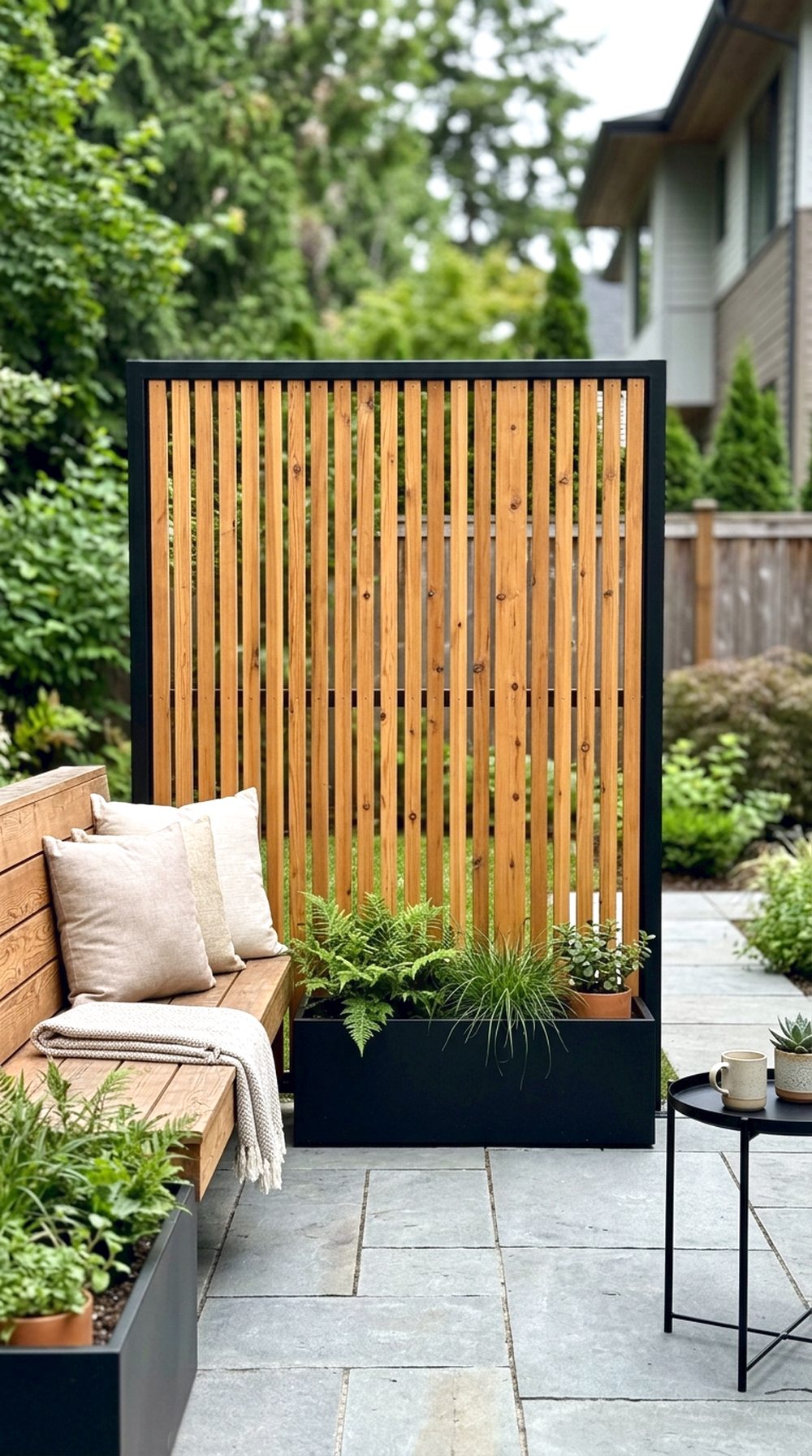 Wooden Slat Privacy Wall
