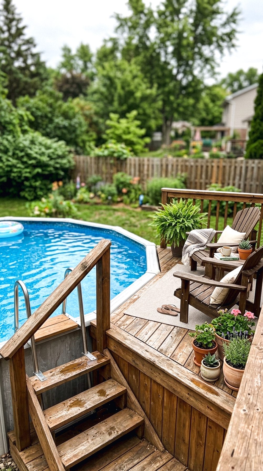 Wraparound Wood Pool Deck