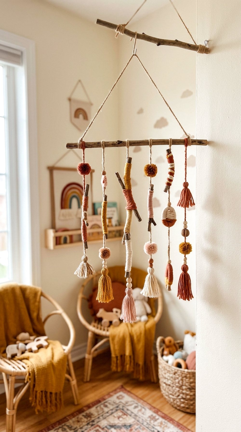 Yarn-Wrapped Stick Mobile