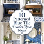 Patterned Blue Tile Powder Room Ideas