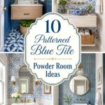 Patterned Blue Tile Powder Room Ideas
