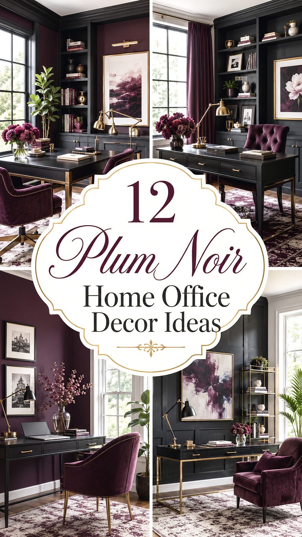 Plum Noir Home Office Decor Ideas