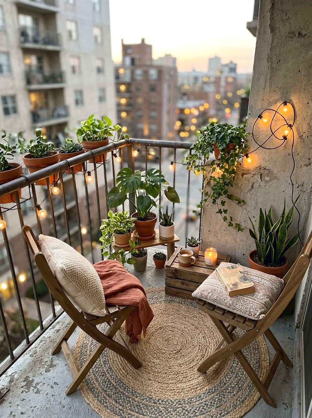 Balcony String Light Setup