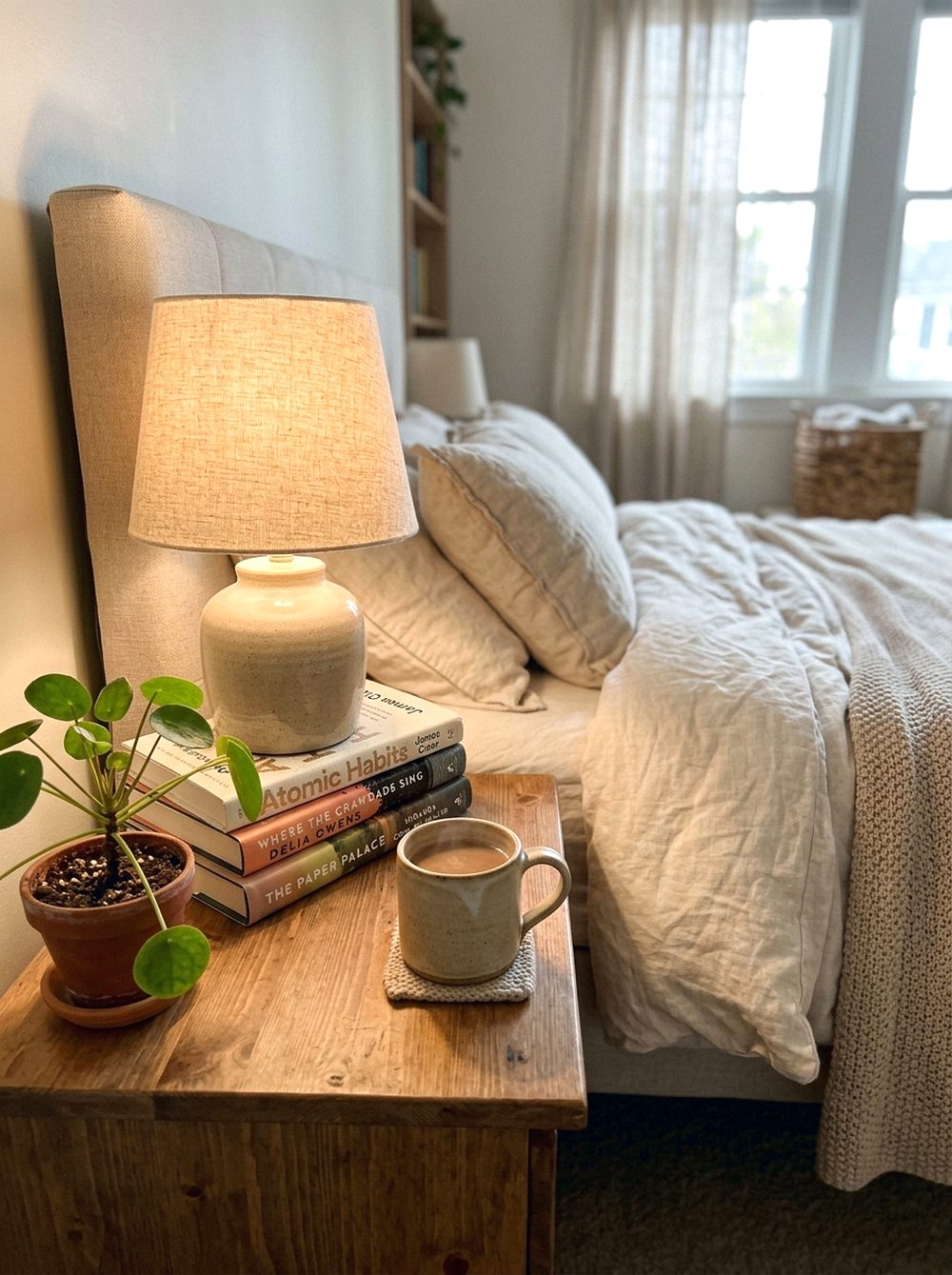 Bedside Lamp and Books Nook