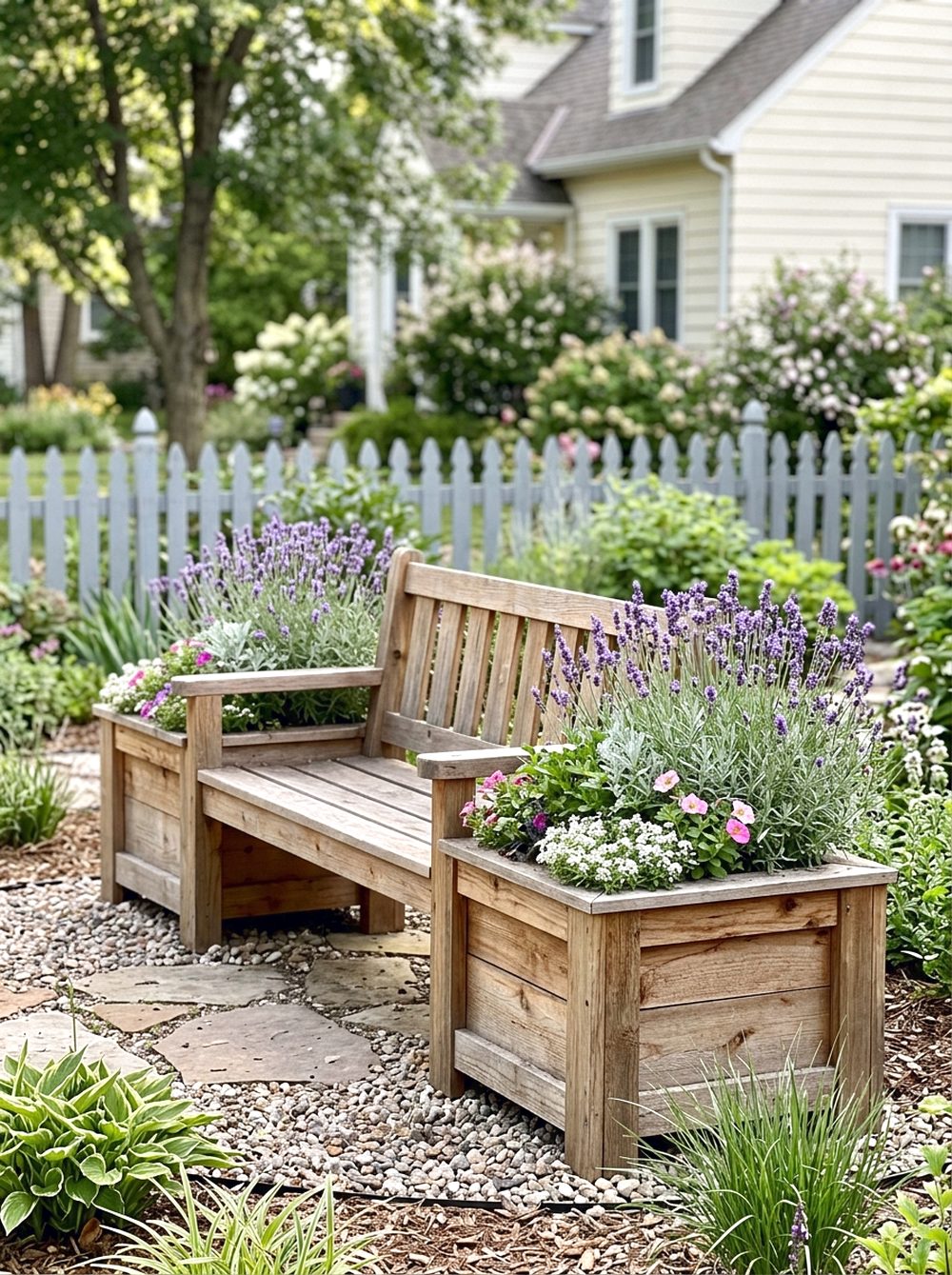 Bench With Built-In Planter Boxes
