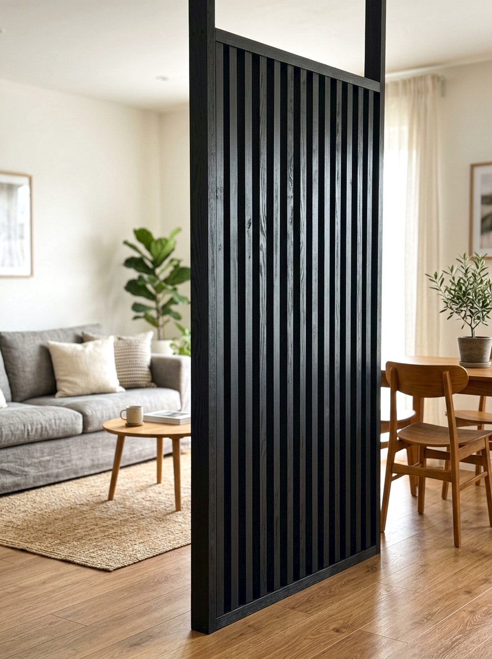 Black Cane Panel Screen