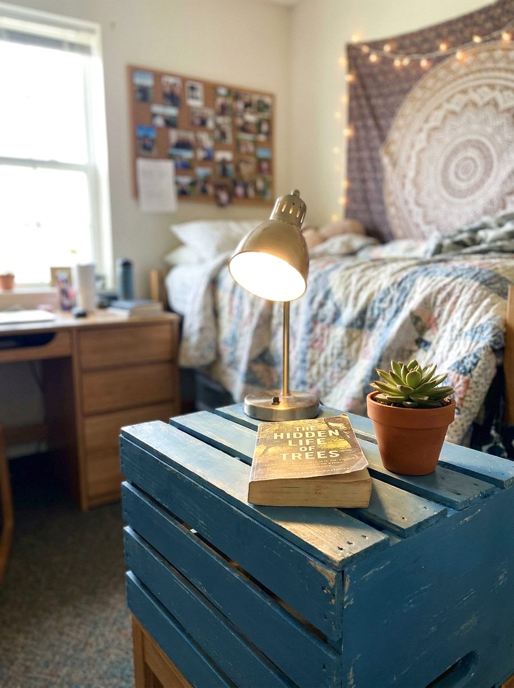 Blue Bedside Crate Table
