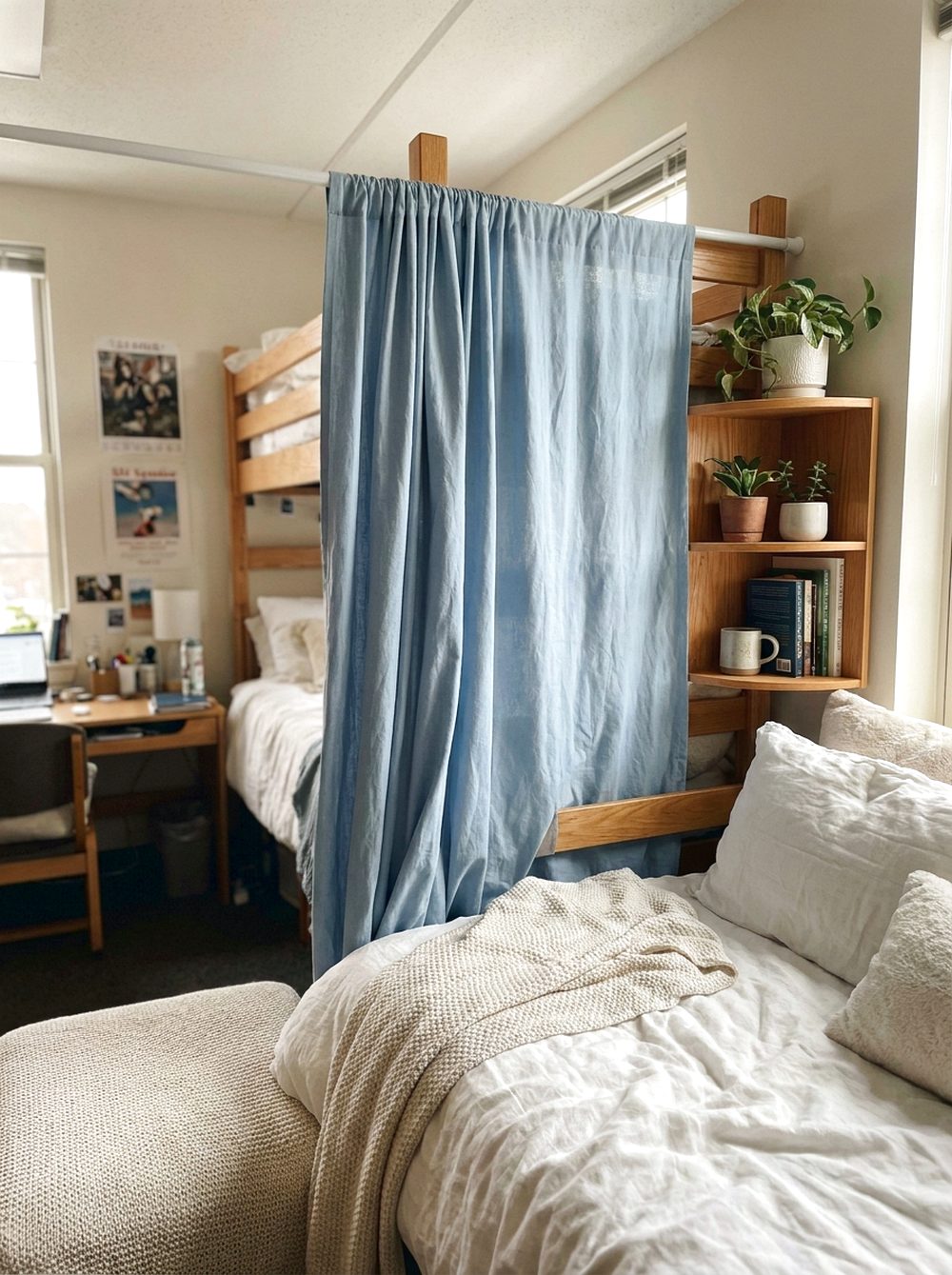 Blue Curtain Divider