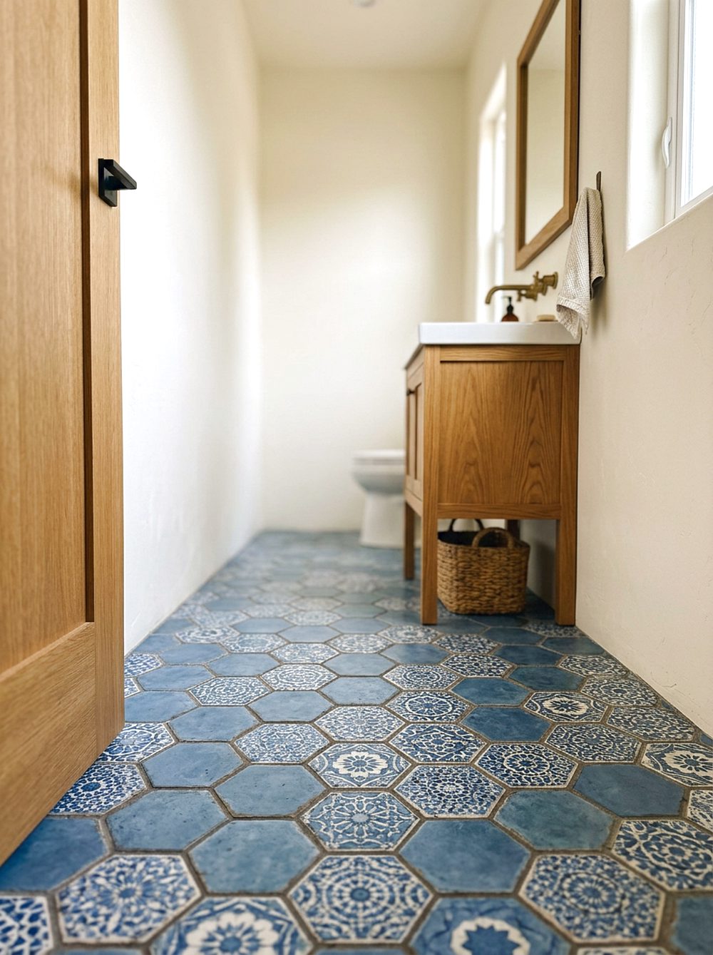 Blue Hexagon Patterned Floor